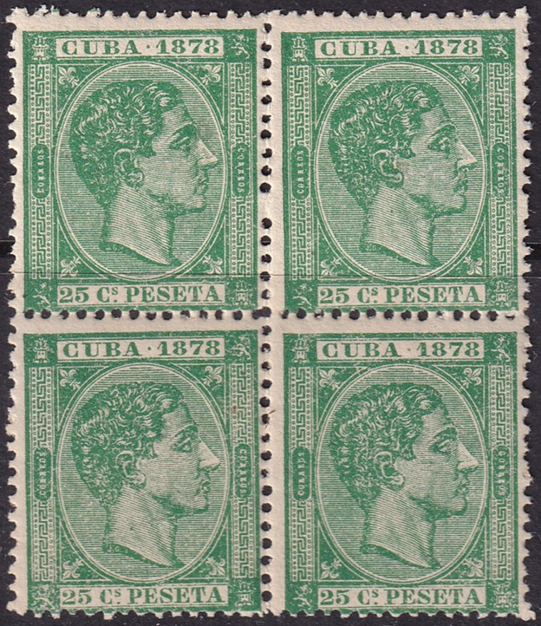 Cuba 1878 Sc 79 block MNH**