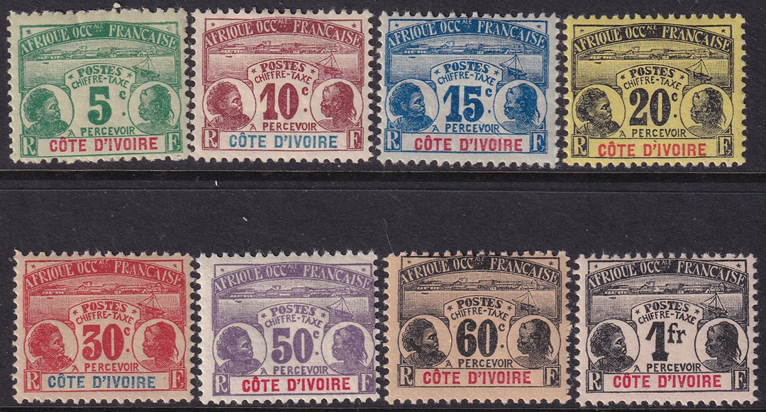 Ivory Coast 1906 Sc J1-8 postage due set MH*