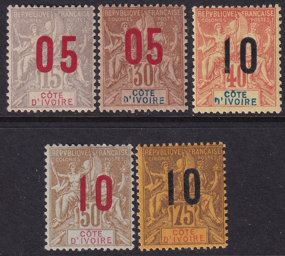 Ivory Coast 1912 Sc 37-41 set MH*