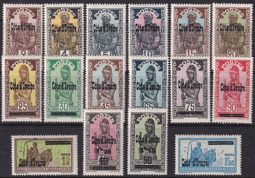 Ivory Coast 1933 Sc 96-111 set MNH**