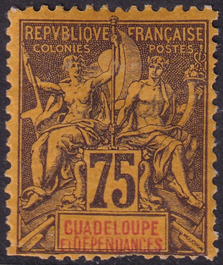 Guadeloupe 1892 Sc 43 MH* hinge thin