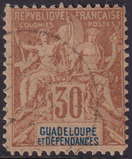 Guadeloupe 1892 Sc 39 used light cancel