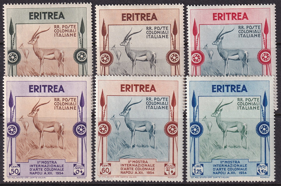 Eritrea 1934 Sc 175-80 set MH* all toned gum