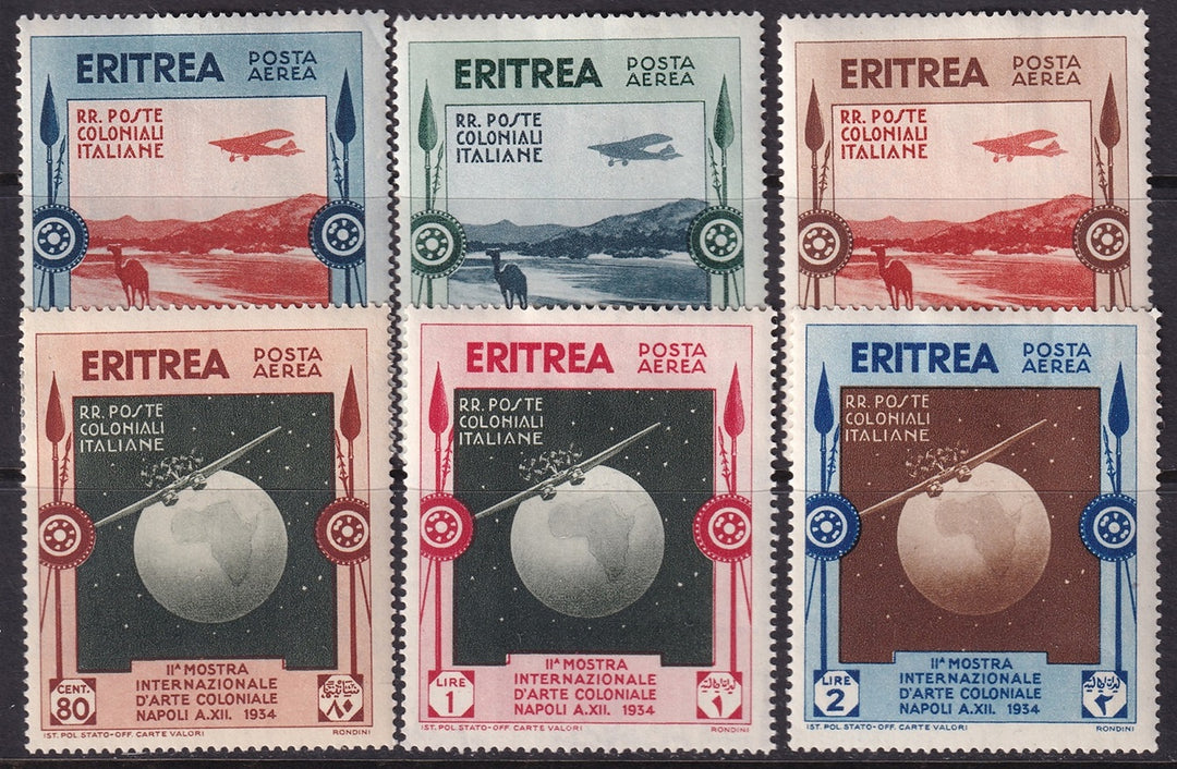 Eritrea 1934 Sc C1-6 air post set MH* all toned gum