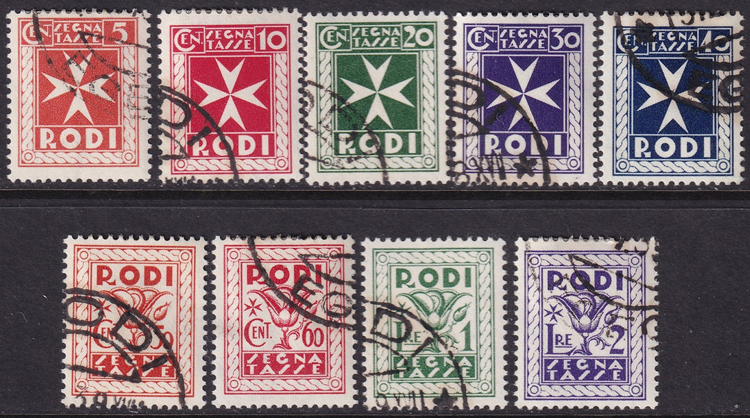 Italy Aegean Rhodes 1934 Sc J1-9 postage due set used all gum remaining