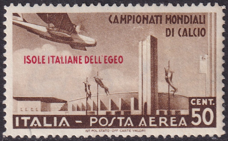 Italy Aegean 1934 Sc C28 air post MH* writing on back