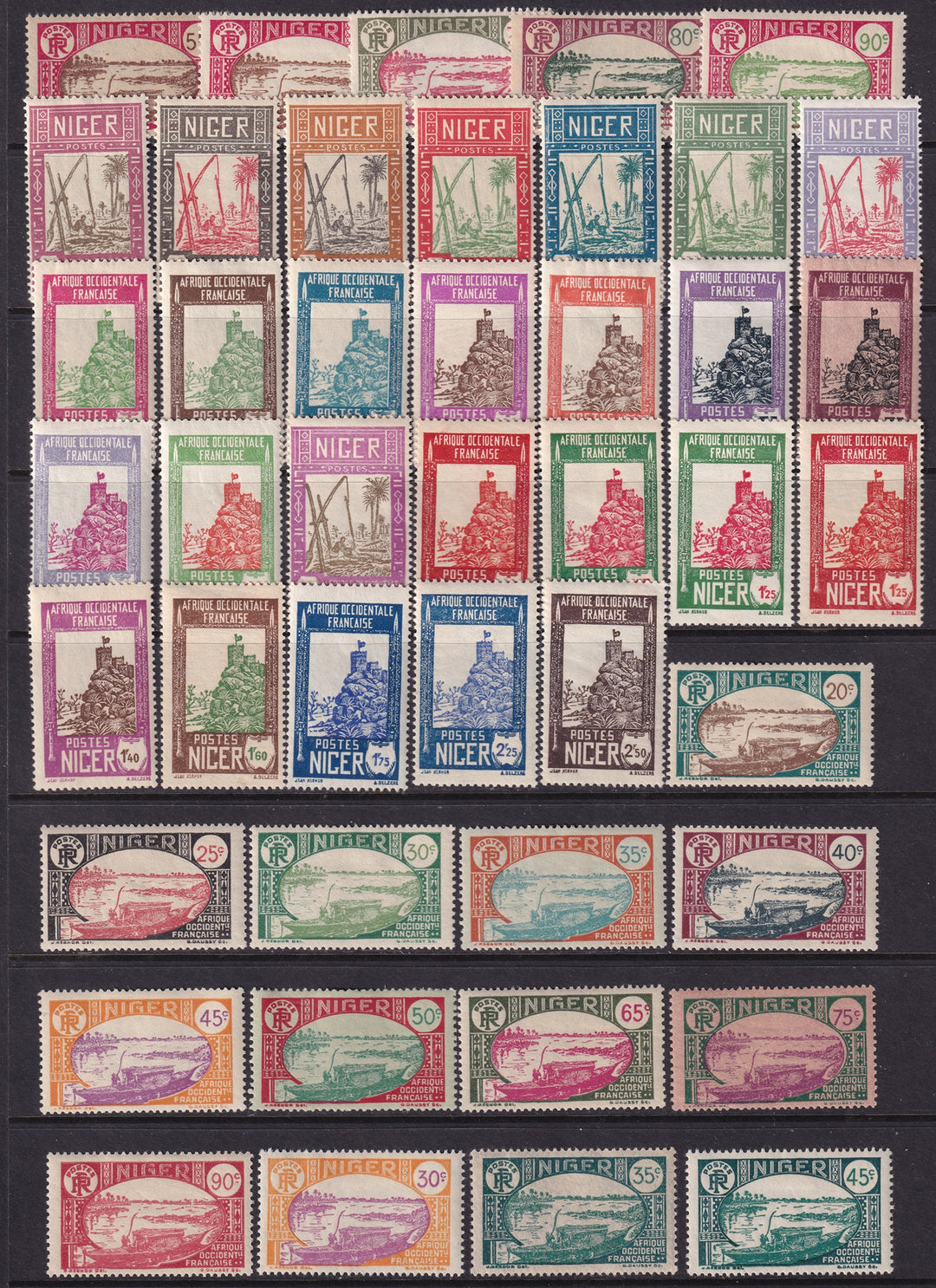 Niger 1926 Sc 29-72 complete set MH* 44 values
