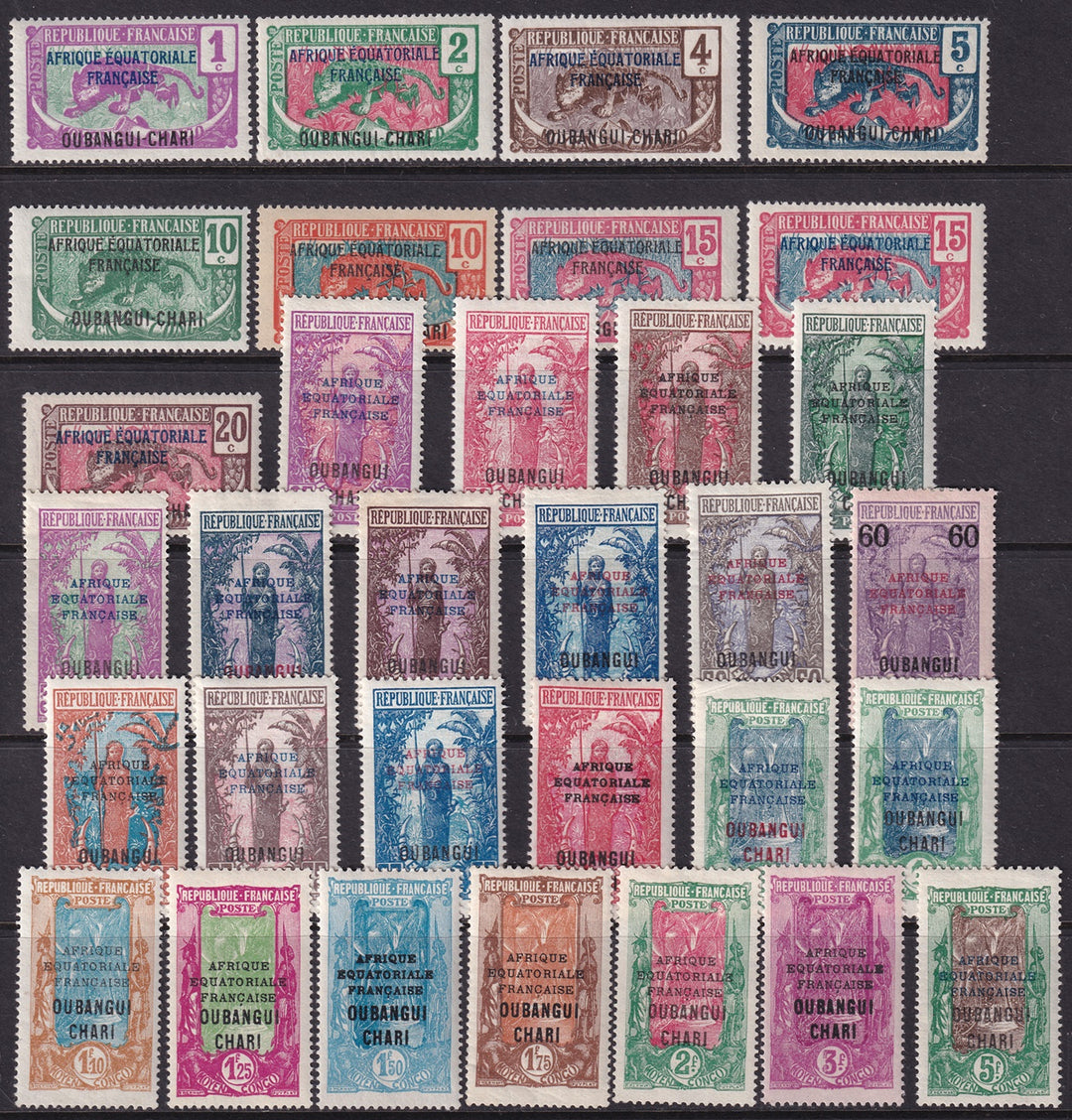Ubangi-Shari 1924 Sc 41/73 almost complete set MH* 32 values