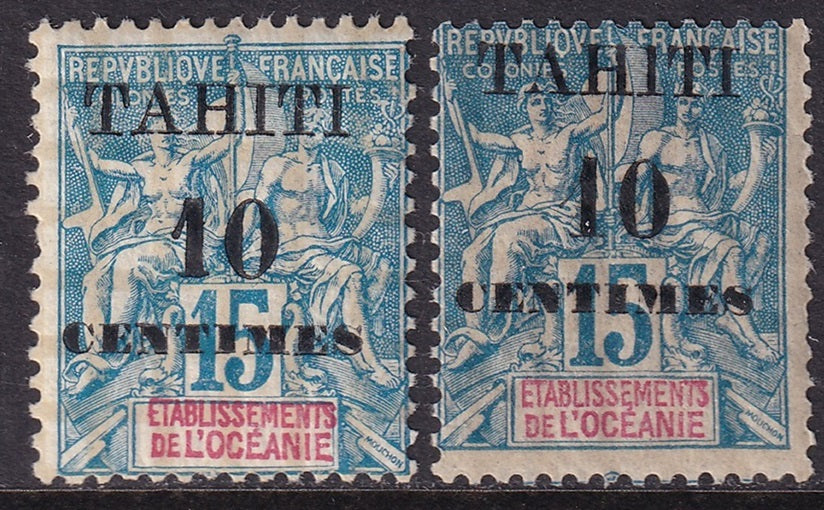 Tahiti 1903 Sc 29 both types MH*