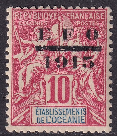 French Polynesia 1915 Sc 55 MLH* "missing bar in E" variety