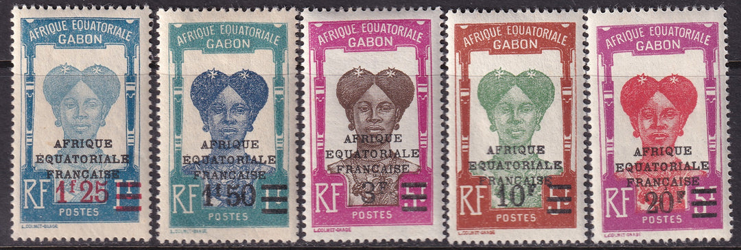 Gabon 1925 Sc 115-9 partial set MLH*