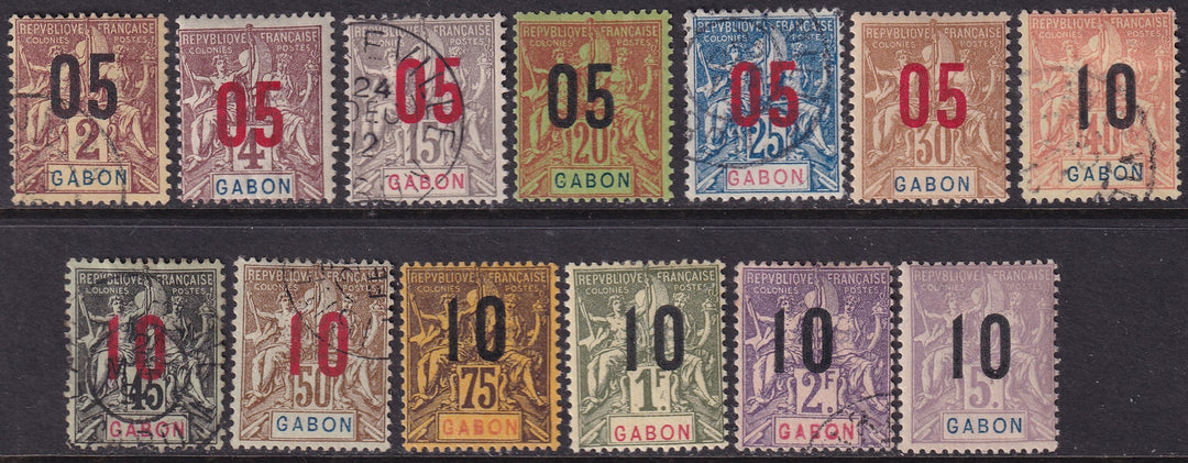 Gabon 1912 Sc 72-84 set mixed MH*/used