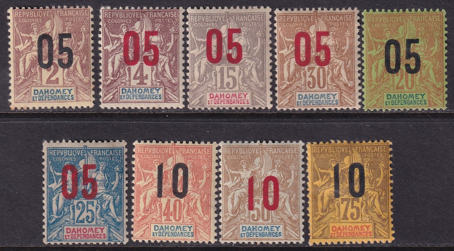 Dahomey 1912 Sc 32/41 partial set MH* couple small thins