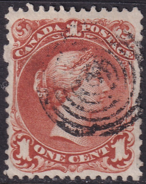 Canada 1868 Sc 22 used 7-ring cancel