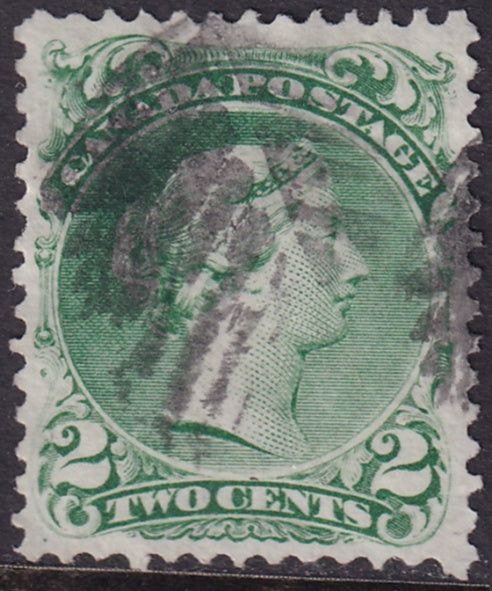 Canada 1868 Sc 24b used fancy leaf cancel thin paper