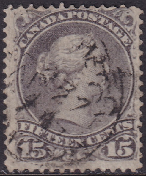 Canada 1868 Sc 29 used date cancel grey violet