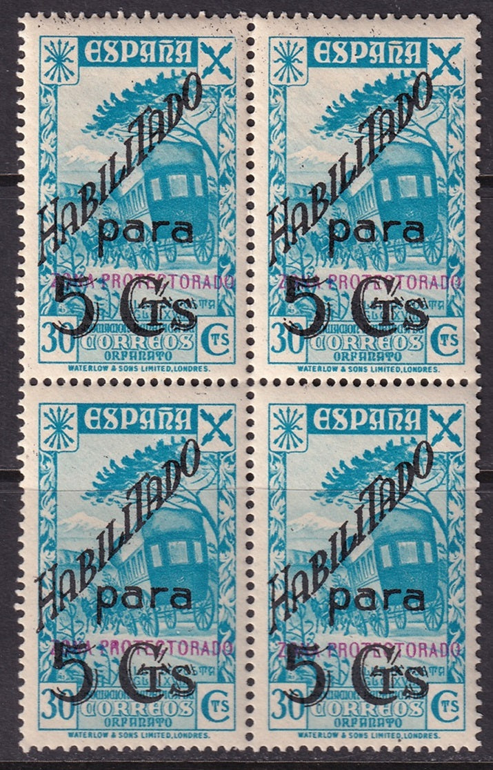 Spanish Morocco 1941 beneficencia Ed 18 block MNH** diagonal crease
