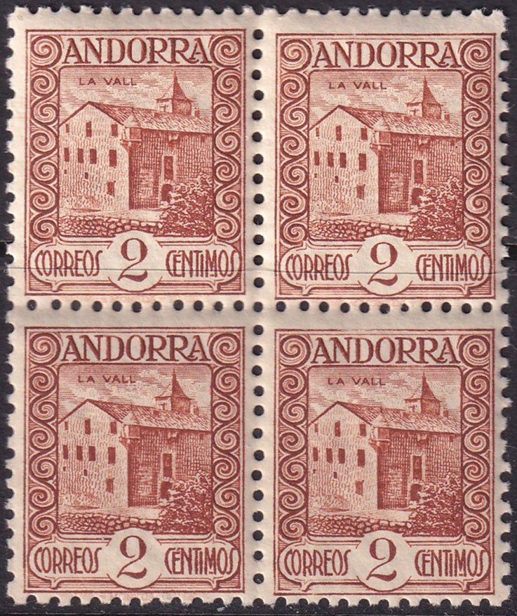Andorra Spanish 1937 Sc 25 block MNH**