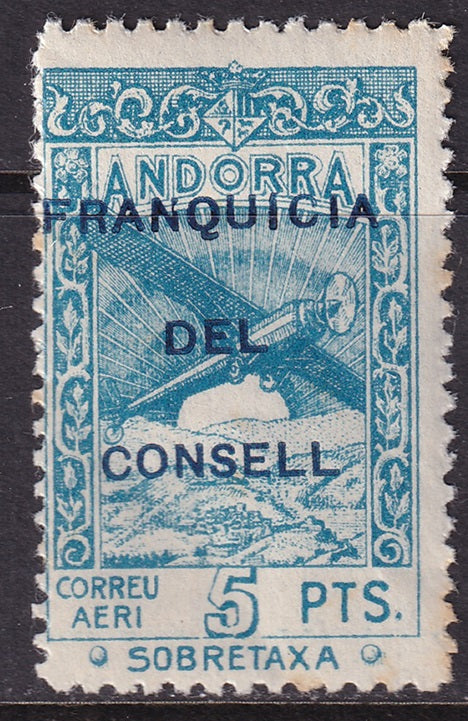 Andorra Spanish 1932 Sanabria 24 unissued air post MNH** creases