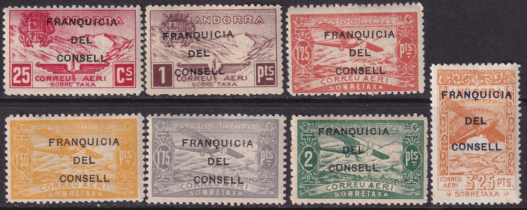 Andorra Spanish 1932 Sanabria 13/22 unissued air post partial set MNH**