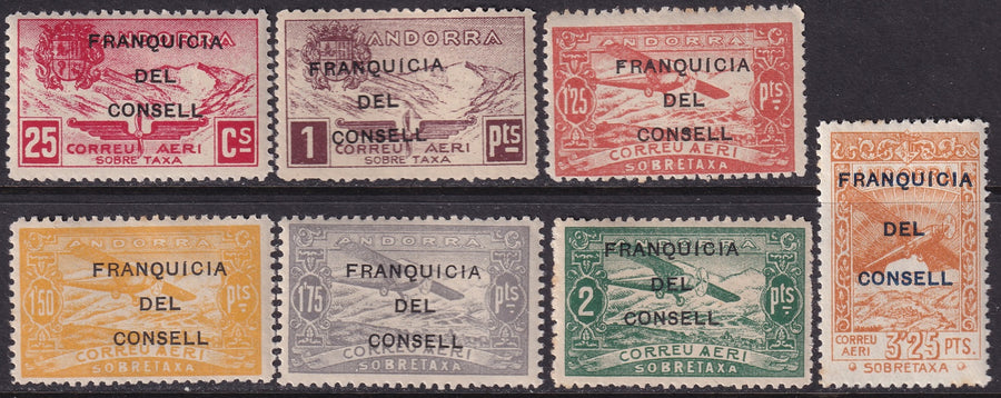 Andorra Spanish 1932 Sanabria 13/22 unissued air post partial set MNH**
