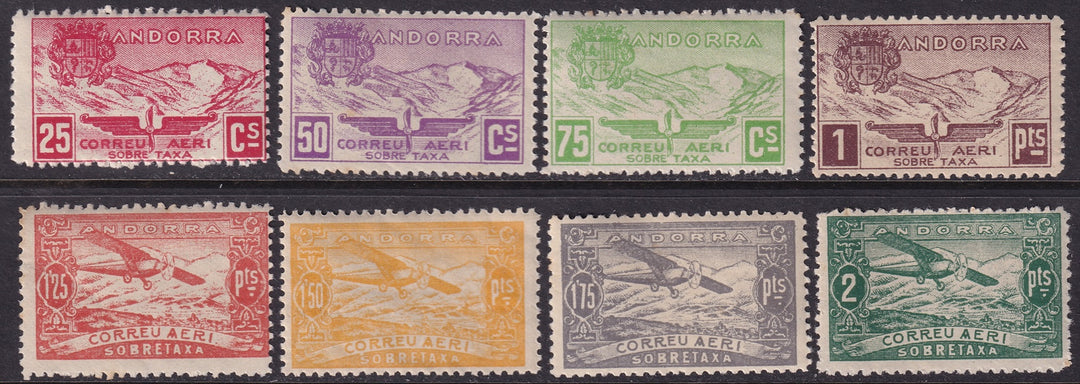Andorra Spanish 1932 Sanabria 1-8 unissued air post partial set most MNH**