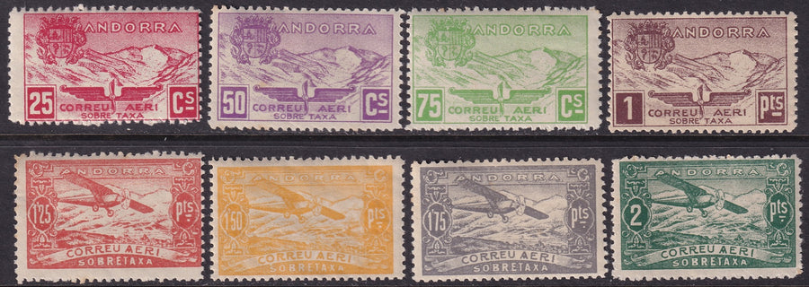 Andorra Spanish 1932 Sanabria 1-8 unissued air post partial set most MNH**