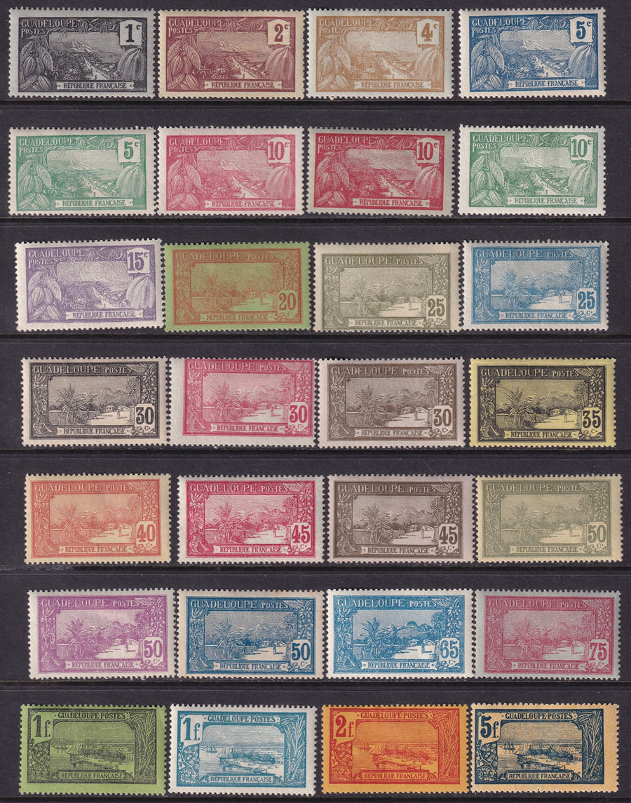 Guadeloupe 1903 Sc 54/82 partial set MH* 28 values