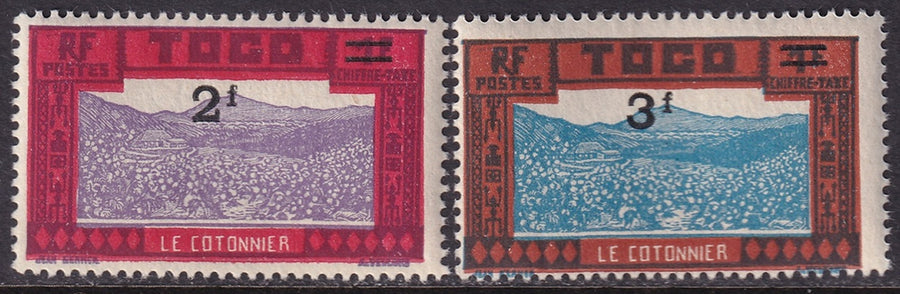 Togo 1927 Sc J20-1 postage due set MLH* partial toned gum