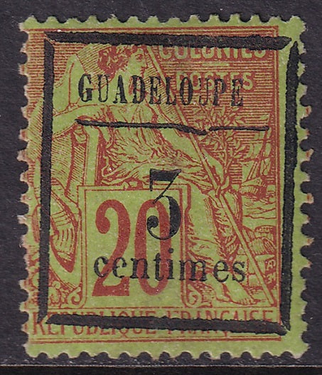 Guadeloupe 1889 Sc 3 MH* "broken line" variety