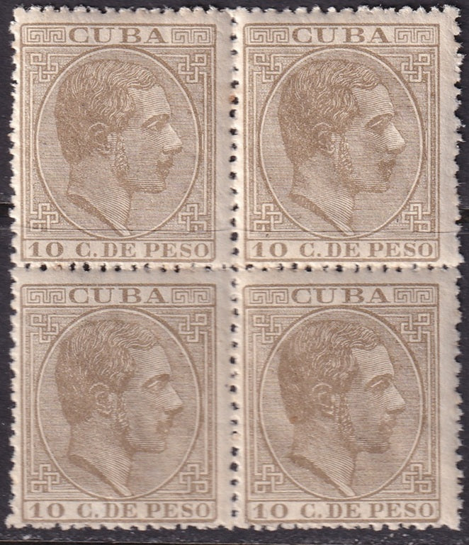 Spanish Antilles 1882 Sc 104 block MNH** some gum crazing