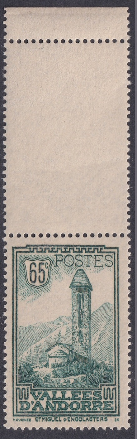 Andorra French 1932 Sc 41 margin single MNH**