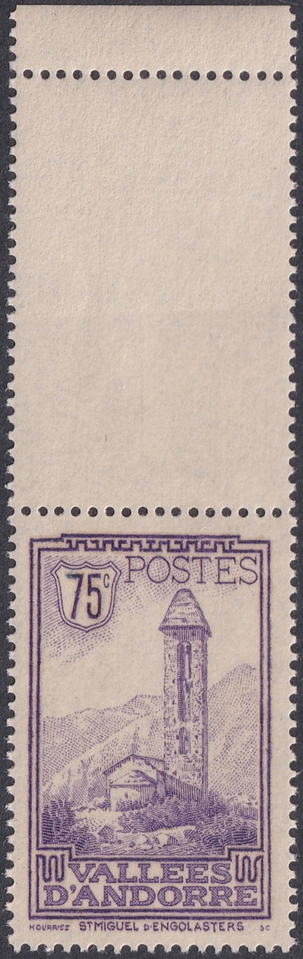 Andorra French 1932 Sc 44 margin single MNH**