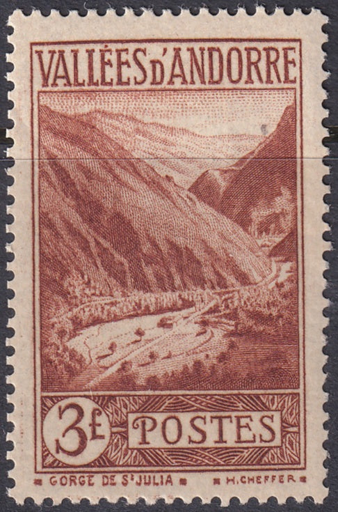 Andorra French 1932 Sc 60 MH* some disturbed gum