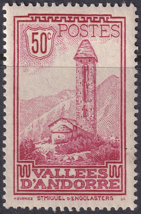 Andorra French 1932 Sc 37 MH* disturbed gum