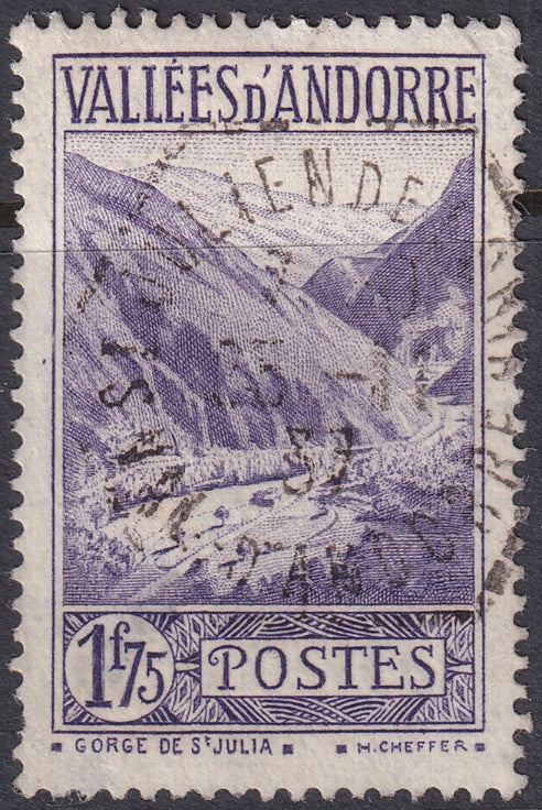 Andorra French 1933 Sc 54 used lower corner thin