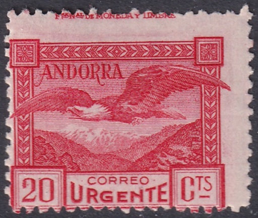 Andorra Spanish 1929 Sc E3 express MLH* shifted perfs