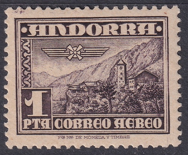 Andorra Spanish 1951 Sc C1 air post MNH**