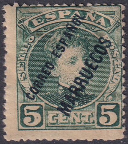 Spanish Morocco 1903 Sc 3 MLH* blue overprint variety
