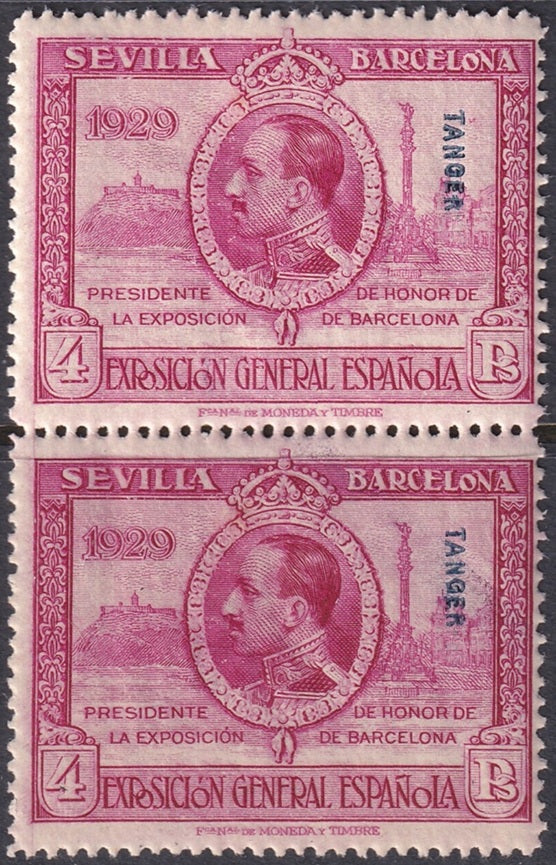 Spanish Tangier 1929 Sc L10 pair MNH** perf 14 variety