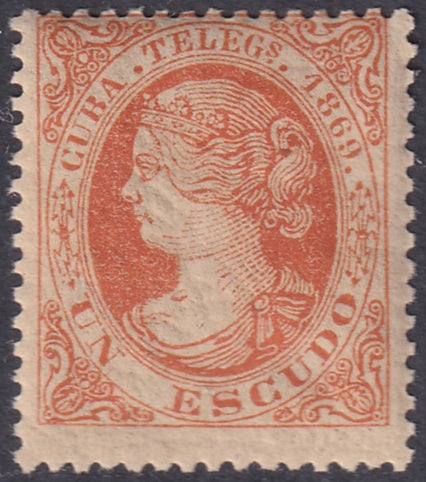 Spanish Antilles 1868 telégrafo Ed 3 telegraph MNH** gum crazing