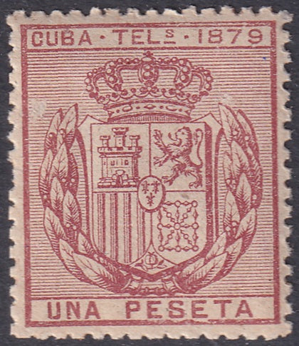 Spanish Antilles 1878 telégrafo Ed 45 telegraph MLH* disturbed gum