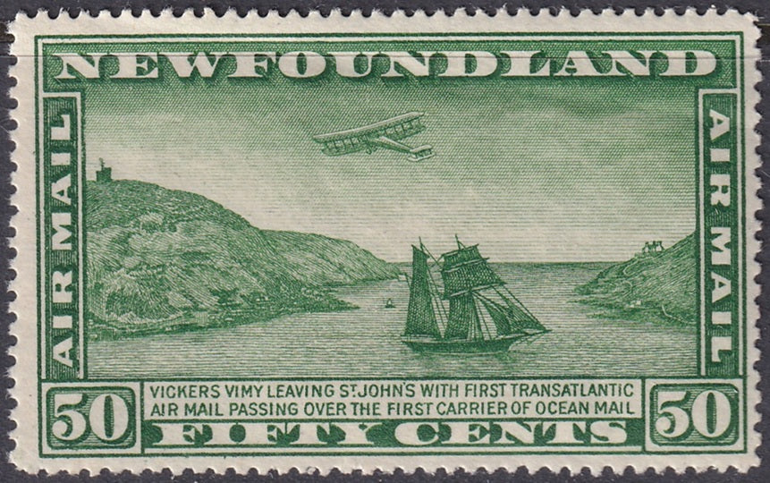 Newfoundland 1931 Sc C7 air post MNH** large diagonal crease at top