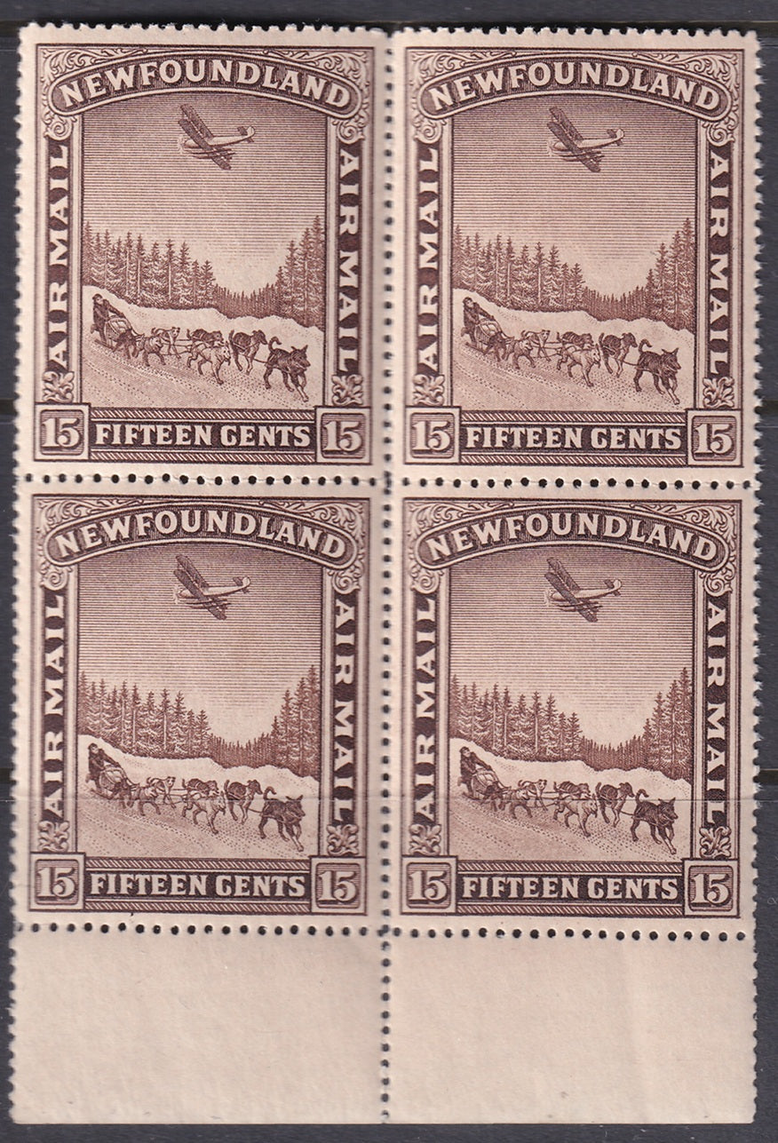 Newfoundland 1931 Sc C6 air post margin block MNH**
