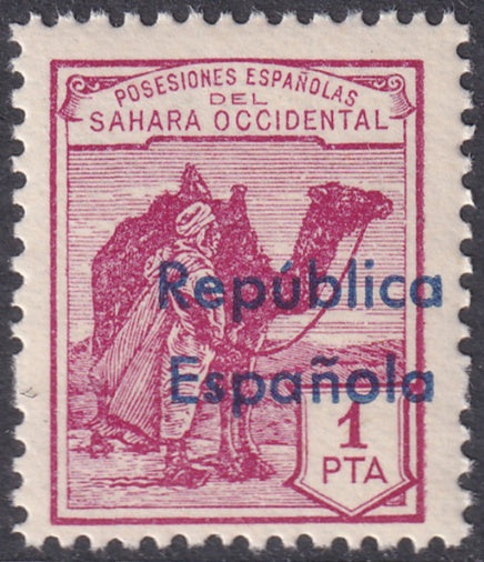 Spanish Sahara 1932 Sc 33 MNH** horizontal overprint variety