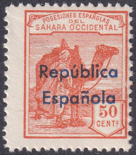 Spanish Sahara 1932 Sc 31 MNH** horizontal overprint variety
