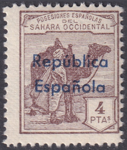 Spanish Sahara 1932 Sc 34 MNH** horizontal overprint variety