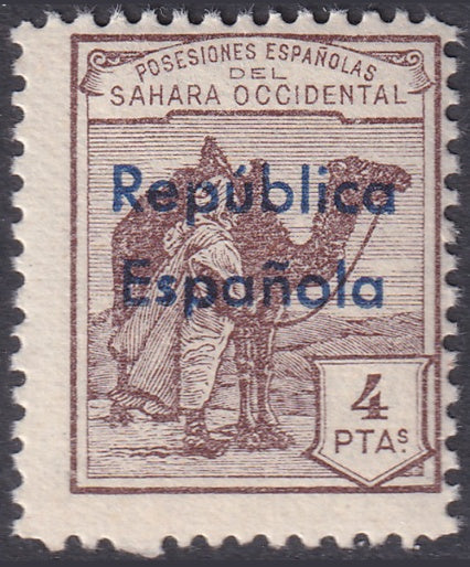 Spanish Sahara 1932 Sc 34 MNH** horizontal overprint variety