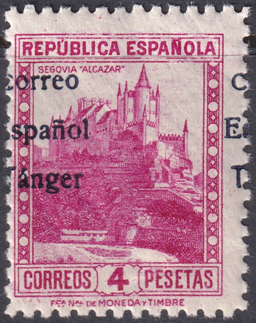 Spanish Tangier 1938 Ed 107 MNH** overprint shifted left variety