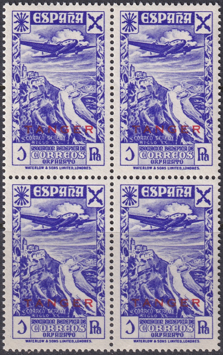 Spanish Tangier 1943 beneficencia Ed 21 block MNH**